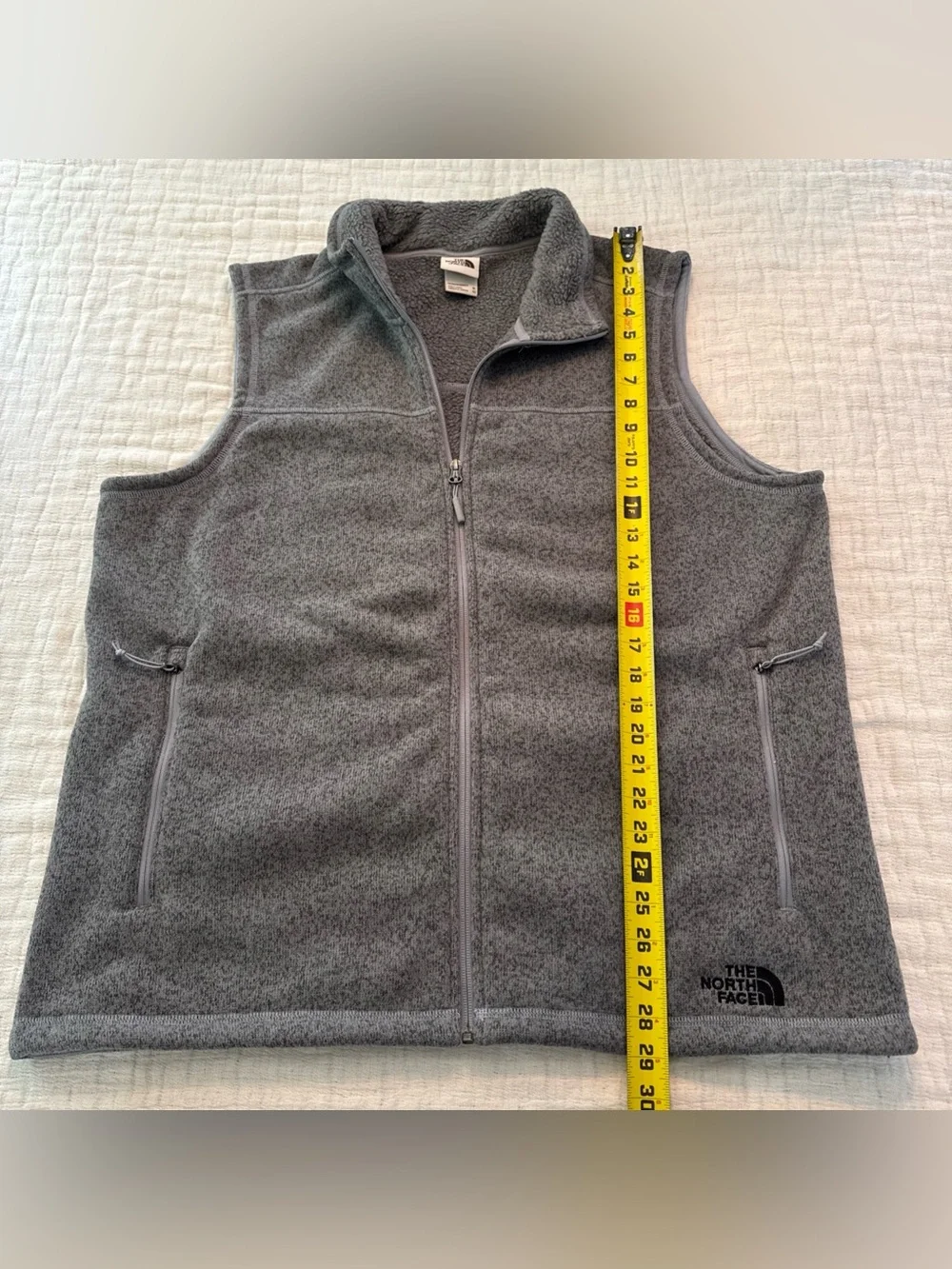 Mens The North Face Sweater Vest Fleece Full Zip Jacket Coat Gray XL
